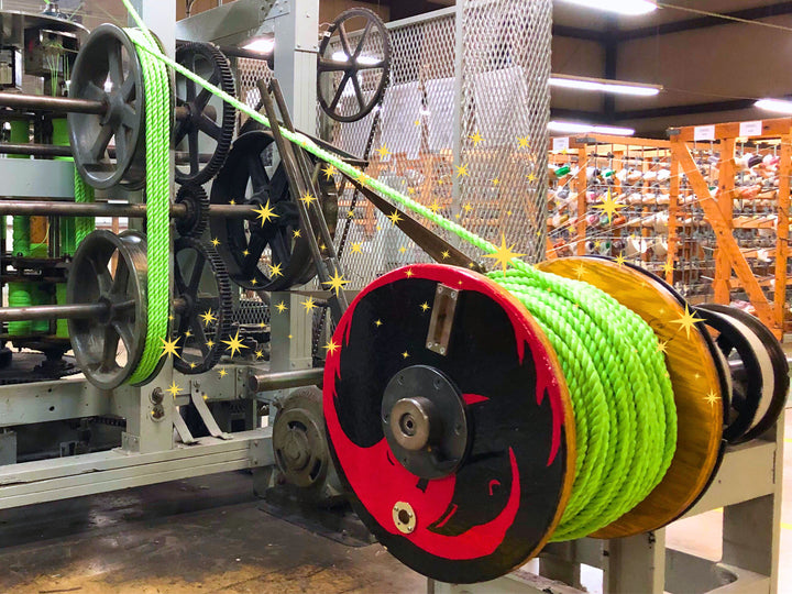 Vintage rope-making machinery operated by a skilled Ravenox artisan, illustrating the fusion of tradition and quality in our dedicated rope making process.
