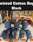 Image showcasing Ravenox's Black 100% Cotton Twisted Rope in various sizes, highlighting its versatile uses and dedication to eco-friendly sustainability – a standout choice on Ravenox product page. (3656007169)