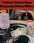 Elegant Ravenox Cotton Rope in a rich blend of burgundy, silver, and white hues, showcasing its versatility for upscale crafting and décor projects. (5723325825)