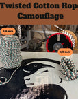 Ravenox's Camouflage Cotton Rope, featuring a blend of earthy tones, ideal for outdoor projects or for adding a rugged, adventurous aesthetic to crafts. (5651445121)