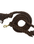 Ravenox Extra-Large Cotton Rope Horse Lead in Brown. Soft, UV-resistant, and made in America with no harmful chemicals. Ideal for outdoor use with a strong grip. Attach to horse equipment via durable Brass Swivel Bolt Snaps. Service-Disabled Veteran-Owned Business product. (6479825409)
