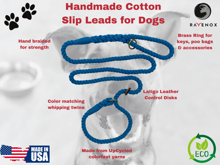 Handmade Cotton Slip Lead Dog Leash walking dogs (1778149359706)
