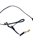 Ravenox Artisan Leather Dog Training Halter & Leash set in black and burgundy, showing both color options available with solid brass hardware. (8654973468909)