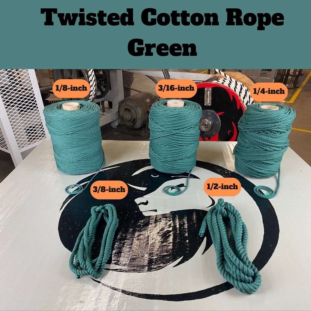 thumbnail image 2 of Natural Twisted Cotton Rope - 1/2" Diameter, 25 Feet Dark Green For Crafts & DIY 2 of 9