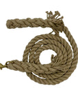 Side profile of the 1-inch hemp horse lead with attached bolt snap, demonstrating its robust construction. (7105368162504)
