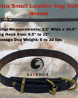 Extra Small - Brown Latigo Leather Dog Collar (Front View) A natural brown hue for the XS dog that enjoys a classic look. Handcrafted to perfection by our dedicated Amish artisans. (7923369541869)
