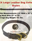 XX Large - Brown Latigo Leather Dog Collar (Front View) The elegance of brown for the big buddies. Craftsmanship that's evident in every fiber. (7923369541869)