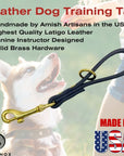 Ravenox Leather Dog Training Pull Tab, expertly crafted for immediate control during training sessions. Amish-made, ideal for both large and small dogs, ensuring non-slip grip, even when wet. A durable, handmade USA product, inspired by canine instructors for optimal obedience training. Proceeds support OFP's mission. (8151719510253)