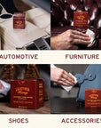 Image of Leather Honey Leather Care Wipes (10 Pack) - Leather Conditioner, demonstrating their use on automotive interiors, furniture, shoes, and accessories, highlighting their versatility in leather maintenance. (8289574846701)