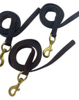 Group image showcasing Ravenox leather horse leads in rich black, chestnut and dark brown colors (8213561540845)