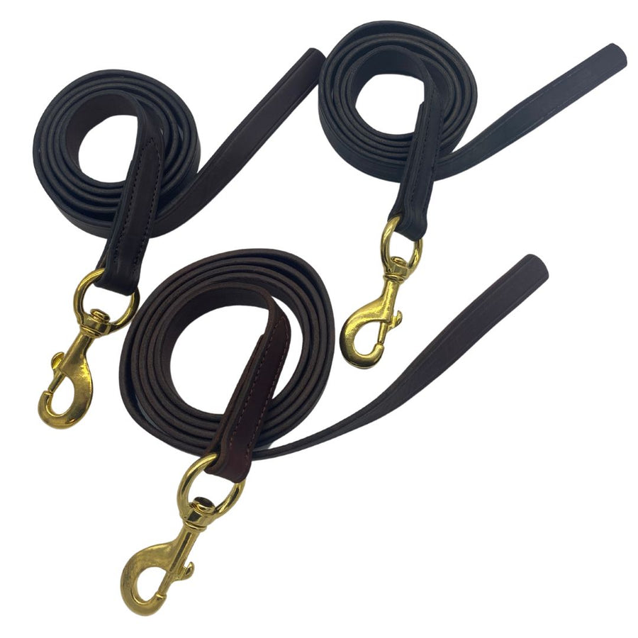 Group image showcasing Ravenox leather horse leads in rich black, chestnut and dark brown colors (8213561540845)