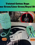 Striking Ravenox Cotton Rope featuring a bold combo of Lime Green and Royal Blue, perfect for vibrant and creative crafts or DIY projects (4525790134362)