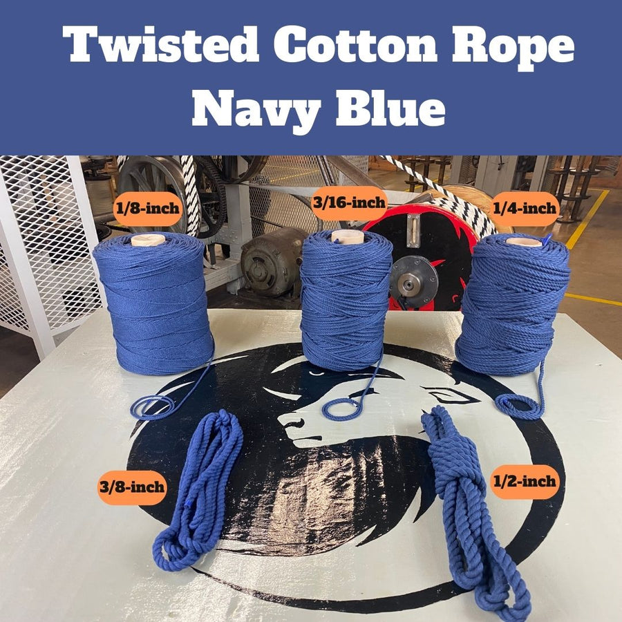Ravenox's Navy Blue Cotton Rope, displaying a deep, rich color that brings sophistication and versatility to any crafting, decor, or DIY project. (3710803713)