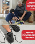 Trip-free with No Tie Shoelaces: An old person and kid tying shoes securely for worry-free steps. (8198507823341)
