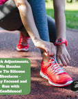 Runner tying shoe with No Tie Silicone Shoelaces - Stay prepared and focused during your run. (8198507823341)