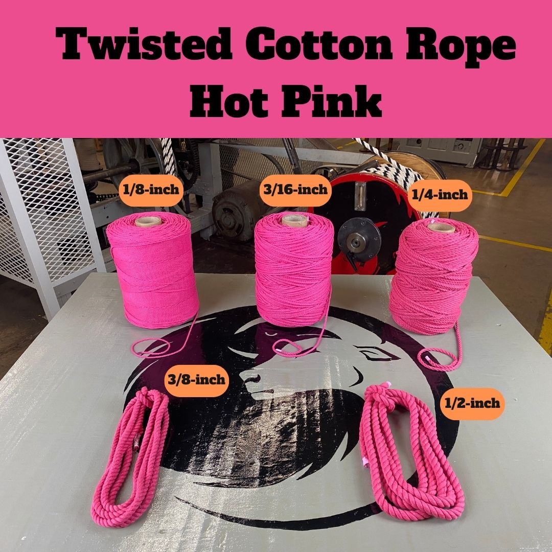 Ravenox Twisted Cotton Rope (Hot Pink) - 1/4-Inch x 10-Feet - 13641844555866