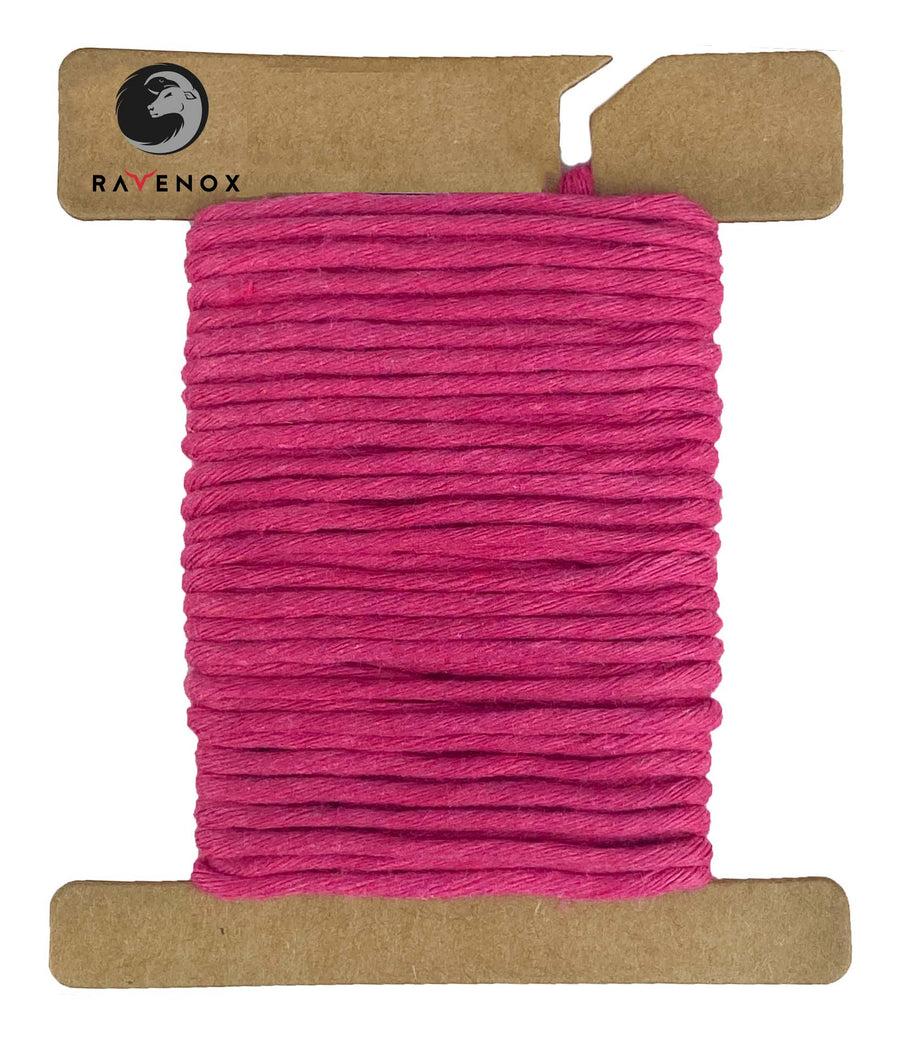 Eye-catching Hot Pink Ravenox Macrame Cord, available in both 2mm & 3mm thicknesses, showcased on a cardboard disk, emphasizing the bold, vibrant shade. (8357475188973)