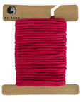 Swatch of Ravenox 2mm & 3mm Single Strand Cotton Macrame Cord in Red color, neatly wound on a cardboard disk showcasing the vibrant hue and thickness. (8357476827373)