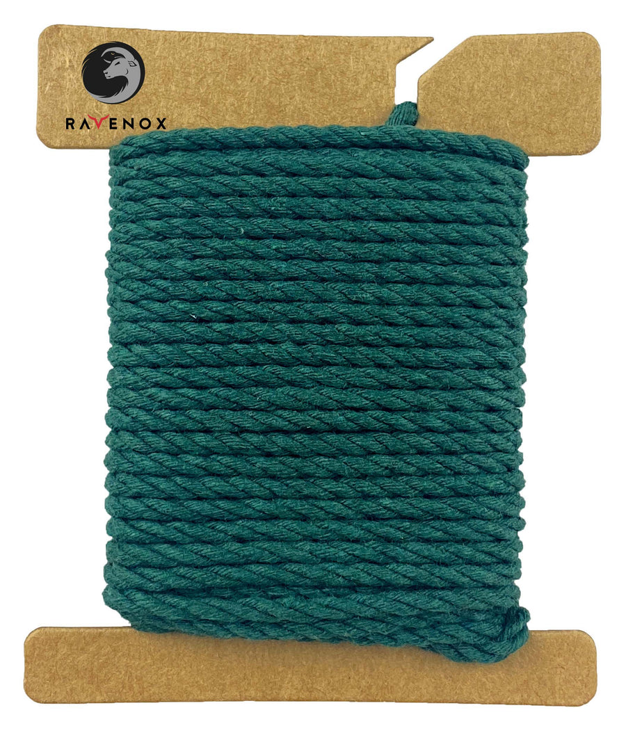 Vivid Green Ravenox Macrame Cord, in 2mm & 3mm three strand style, neatly displayed on a cardboard disk, capturing the cord's lush vibrancy and durability. (7472554115309)