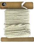 Swatch of Ravenox 2mm & 3mm Three Strand Cotton Macrame Cord in Natural White, coiled on a cardboard disk, highlighting the cord's organic elegance. (7469764903149)