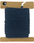 Swatch of Ravenox 2mm & 3mm Three Strand Cotton Macrame Cord in a sleek Black, neatly coiled on a cardboard disk, highlighting its elegant versatility. (7471347957997)