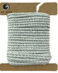 Assorted sizes of Ravenox Pearl Grey three-strand cotton macrame cords, including 3MM, 5MM, 6MM, and 9.5MM, displayed to showcase the varying thicknesses and the cord's smooth, subtle hue. (8358473957613)