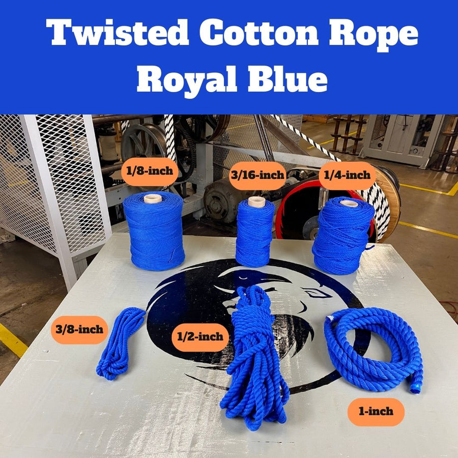 Regal and versatile Ravenox Royal Blue Cotton Rope, offering a rich color that adds sophistication and impact to any crafting, décor, or DIY project. (3869188673)