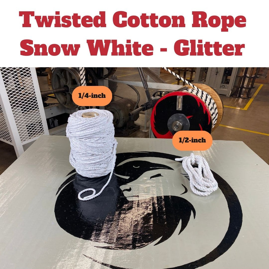 Sparkling Ravenox Snow White Glitter Cotton Rope, adding a touch of shimmer and elegance to crafting, décor, or DIY projects. (1744262135898)
