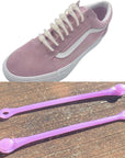 UV Changing No Tie Silicone Shoelaces on shoe turns purple under UV light - Fun and eye-catching color transformation. (8198507823341)