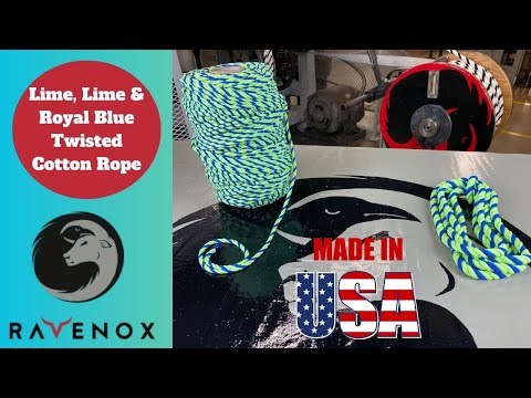 Video showcasing Ravenox's Lime Green and Royal Blue Combo Twisted Cotton Rope, highlighting sustainable crafting, diverse sizes, and multi-purpose usage.