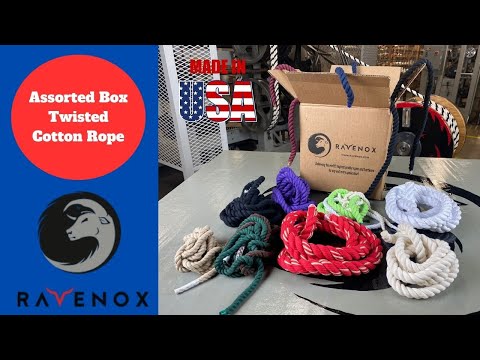 A box of assorted Ravenox Cotton Ropes in various vibrant colors and sizes, offering a world of possibilities for creative crafts, decor, and DIY projects.
