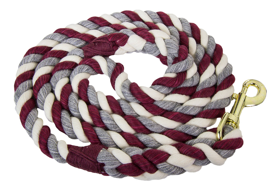 Ravenox Twisted Cotton Rope Dog Leash Walking Dogs Lead Lines Puppies Training Burgundy Silver White (6132388659400)