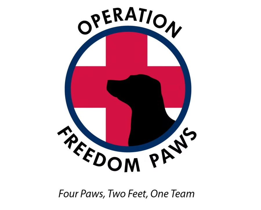 Image of the Operation Freedom Paws logo, symbolizing the organization's mission to empower veterans, first responders, and individuals with disabilities by pairing them with rescue dogs to form life-changing service dog teams. (7765017264365)