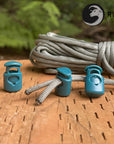 Ravenox Teal Blue Colored cord lock toggles toggle stoppers for shoes drawstrings cord cordage rope cords ropes (1327213697)