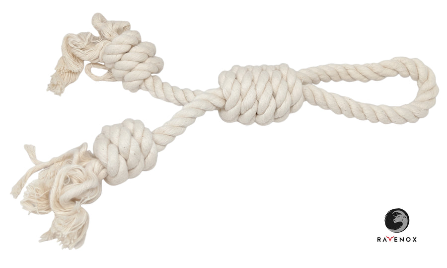 Ravenox 100% Organic Cotton Rope Knotted Dog Chew Toys Puppies Play Dental Hygiene (4288353566810)