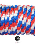 Solid Braid Polypropylene Utility Rope (Red, White & Blue) (1648512729178)
