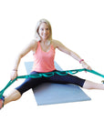 Ravenox Yoga Strap for Stretching and Flexibility in Green Being Used by Fitness Woman (683212609)