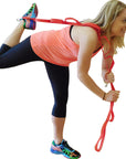 Ravenox Yoga Strap for Stretching and Flexibility in Red Being Used by Fitness Woman (683212609)