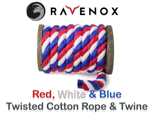 Cuerda de algodón retorcida (rojo, blanco nieve y azul real)