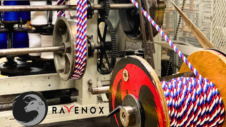 Vibrant selection of Ravenox cotton ropes showcasing a spectrum of colors and sizes, representing superior quality and versatility from an American manufacturer.