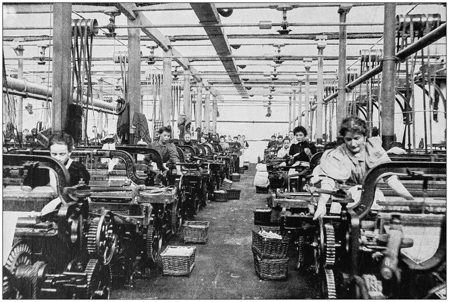 Old Photo of Women Working in Cotton Factory