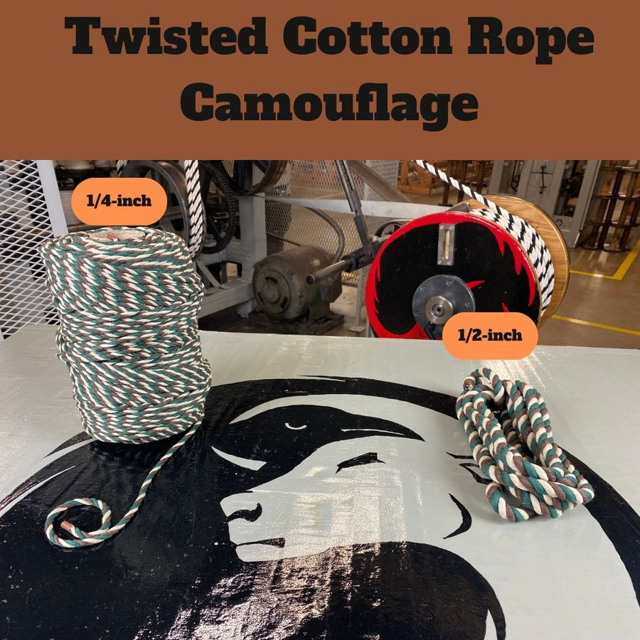 Ravenox's Camouflage Cotton Rope, featuring a blend of earthy tones, ideal for outdoor projects or for adding a rugged, adventurous aesthetic to crafts. (5651445121)