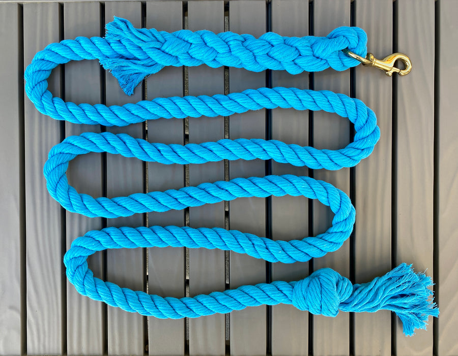 Ravenox Extra-Large Turquoise Cotton Rope Horse Lead Swatch. Durable, UV-resistant, and hand-assembled in the USA. Ideal for leading with confidence. Made by a certified Service-Disabled Veteran-Owned Business. (6479825409)