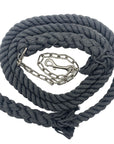 Ravenox grey twisted cotton horse lead with an attached chain and snap mechanism. (1806013268058)