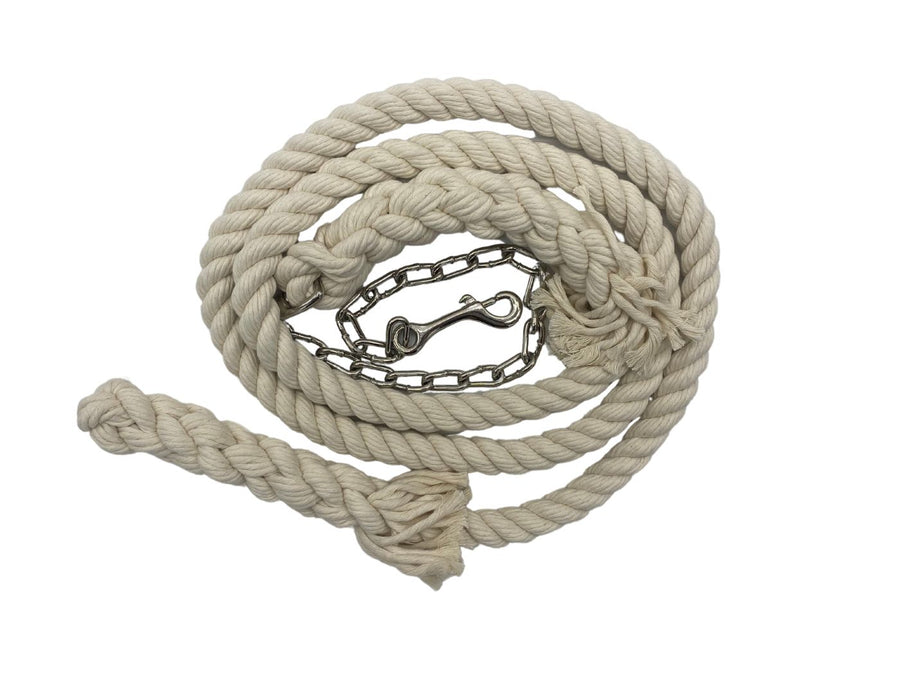 Ravenox Handmade 100 Cotton Rope Horse Lead with Chain Natural White (1806013268058)