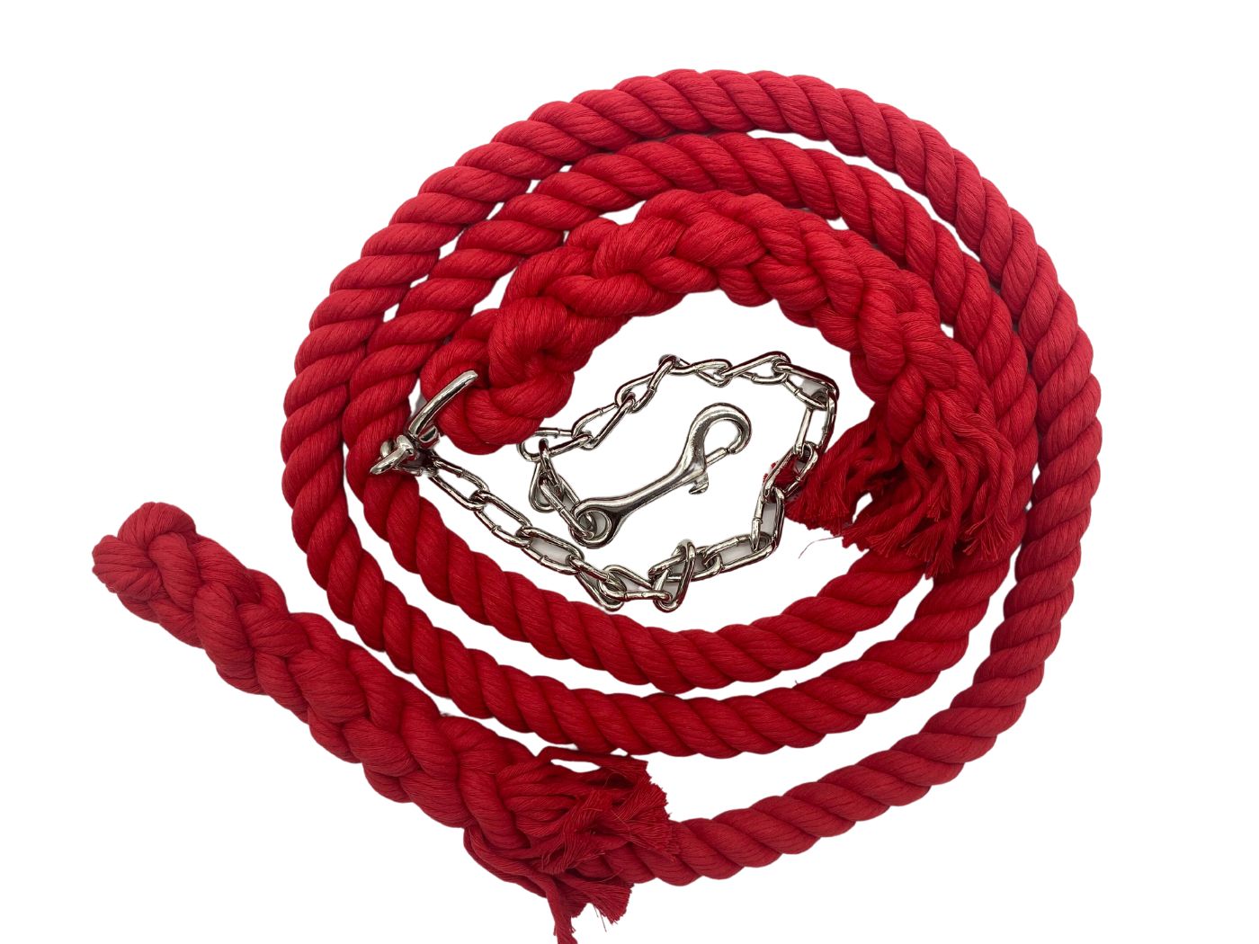 Ravenox Handmade Cotton Rope Horse Lead with Chain Red (1806013268058)