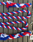 Ravenox Handmade Cotton Rope Horse Lead with Chain Red White Blue USA (1806013268058)