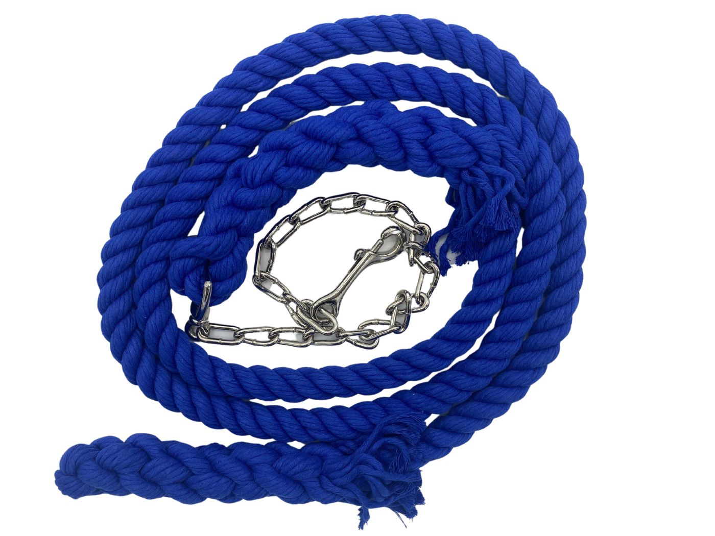 Ravenox Handmade Cotton Rope Horse Lead with Chain Royal Blue (1806013268058)