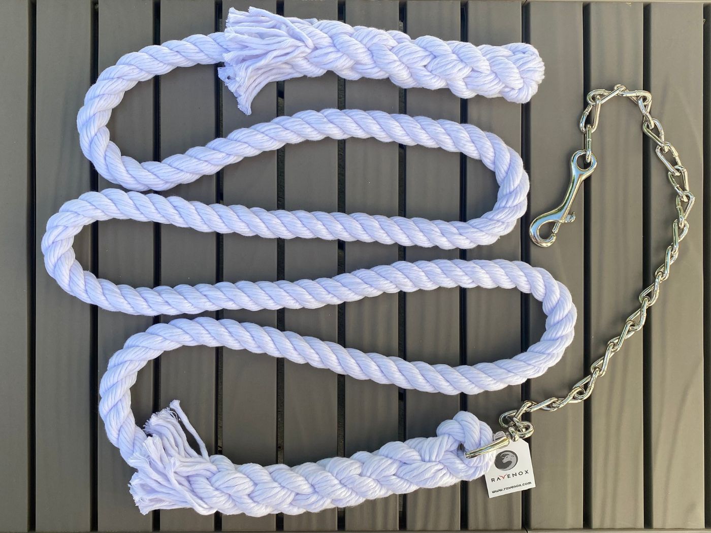 Ravenox Handmade Cotton Rope Horse Lead with Chain Snow White (1806013268058)