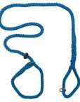 Image featuring the Ravenox Handmade Cotton Slip Lead Dog Leash in a vibrant Turquoise color. This leash is made from high-quality cotton, displaying a striking turquoise hue that adds a pop of color and style. It includes a practical loop handle and an adjustable slip knot, ensuring comfort and adaptability for various dog sizes. The leash's weave is both sturdy and aesthetically appealing, making it a stylish yet functional choice for daily dog walking. (1778149359706)